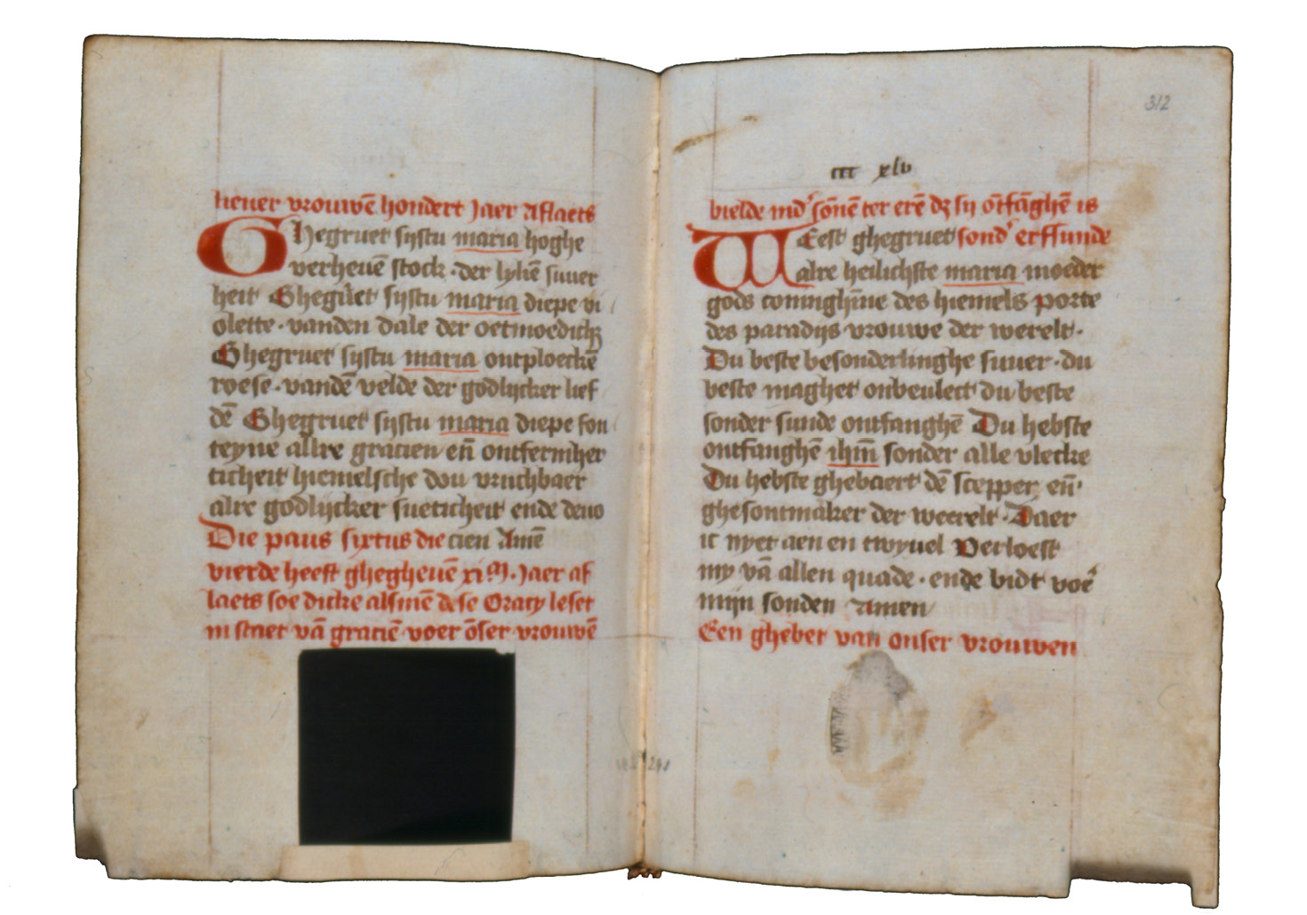 Fig. 3  Opening from the beghards’ book of hours, Maastricht, c. 1500. London, British Library, Add. Ms. 24332, fols 311v–312r (modern foliation) or ccc xlv (original foliation).