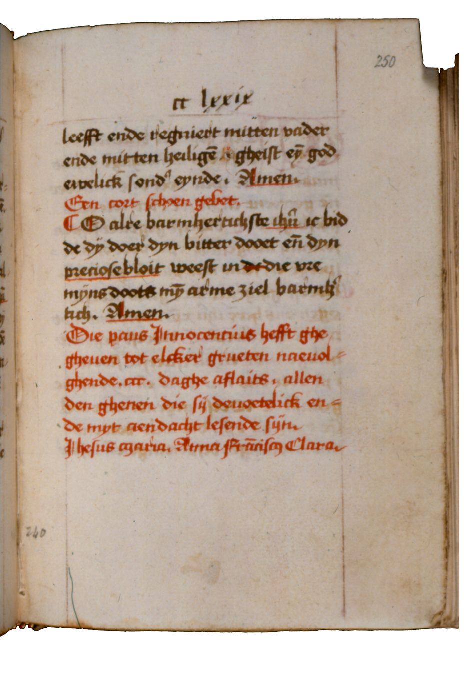 Fig. 8  Rubric revealing Franciscan affinities. London, British Library, Add. Ms. 24332, fol. 250r (modern foliation).