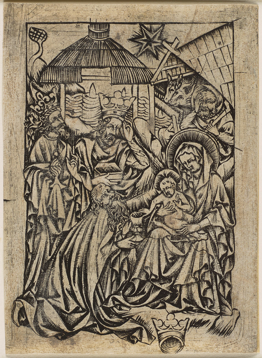 Fig. 66 Adoration of the Christ Child by the Magi, engraving. Paris, Louvre, Rothschild.