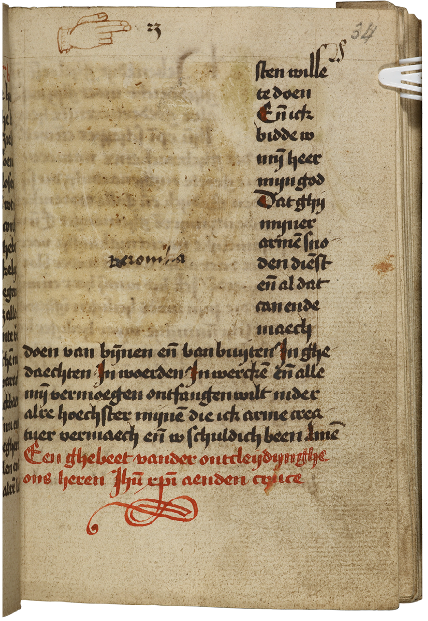 Fig. 103  Folio in the beghards’ later manuscript with a space reserved for an image of Veronica. London, British Library, Add. Ms. 31002, vol. II, fol. 34r.