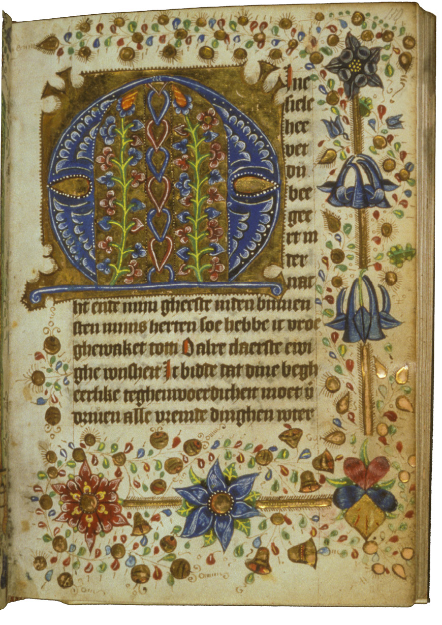 Fig. 108  Opening at the Hours of Eternal Wisdom, in a book of hours from the region of Arnhem. London, British Library, Add. Ms. 17524, fol. 109v-110r. 