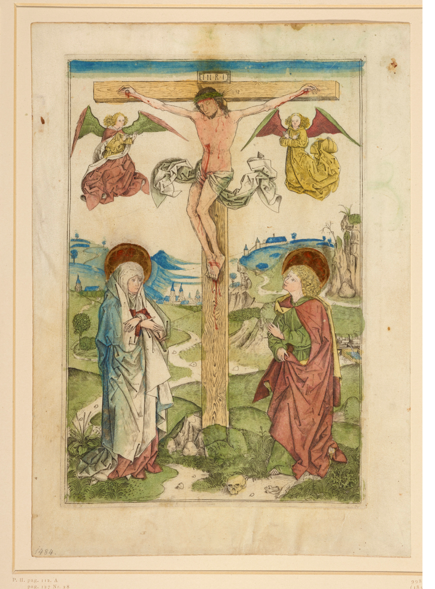 Fig. 121  Monogrammist AG, Large Crucifixion, hand-painted engraving on parchment. Berlin, Kupferstichkabinett, Inv. 998-I (Lehrs 3b).