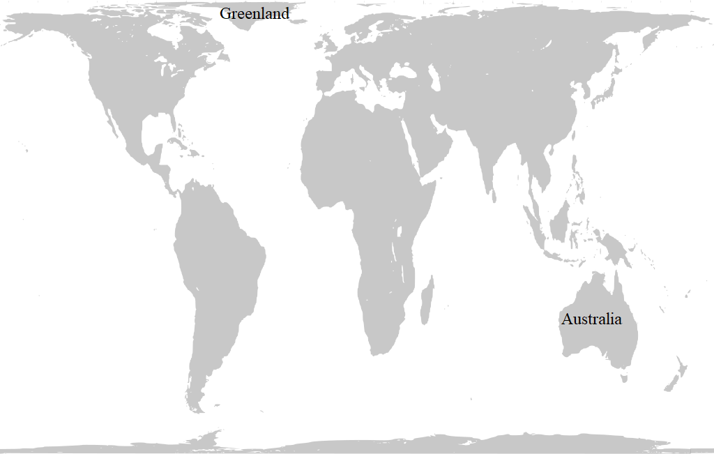 World map according to the Peters projection https://commons.wikimedia.org/wiki/File:Peters_projection,_blank.svg Public domain.