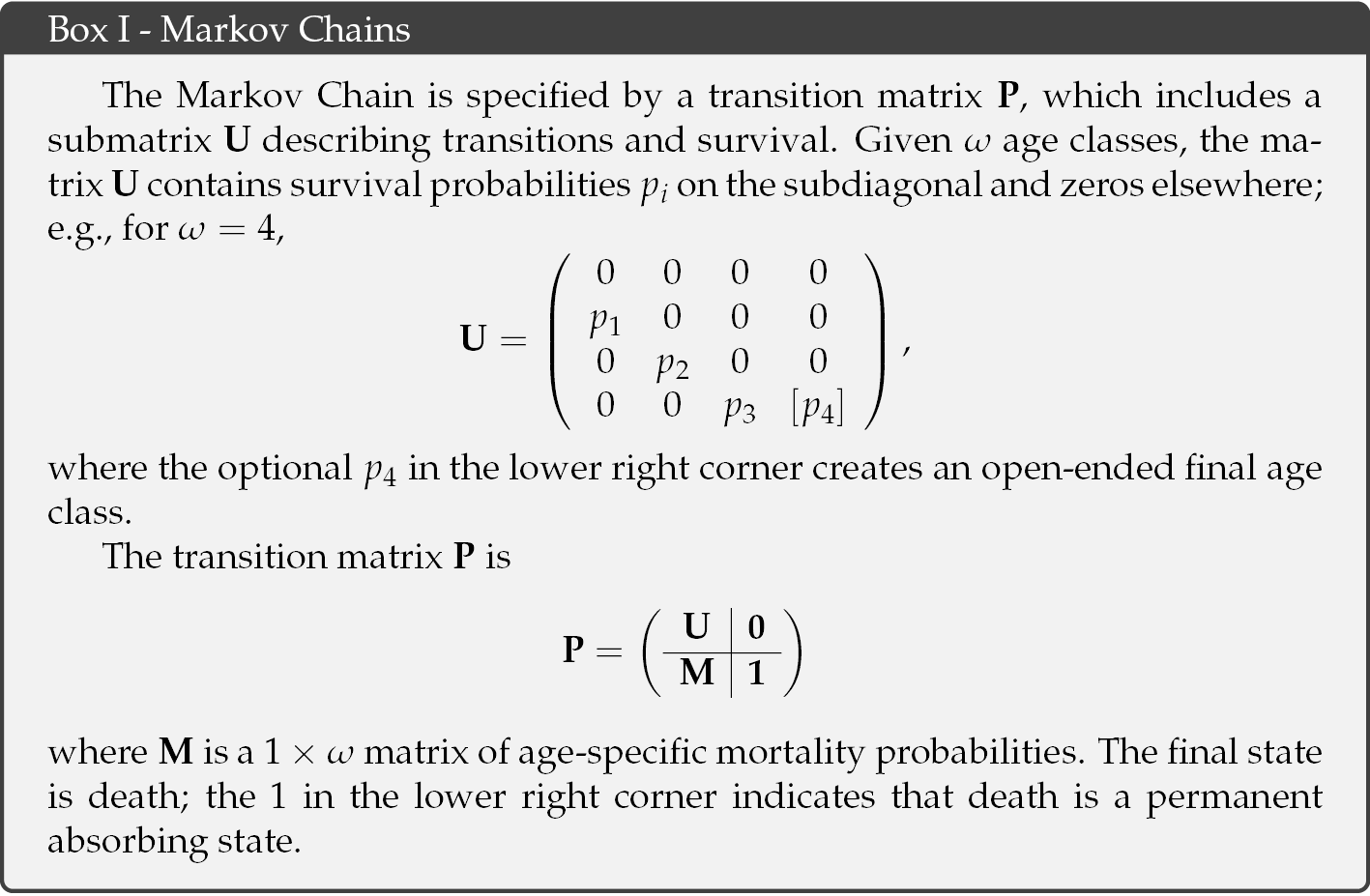 A box of text demonstrating how a Markov chain may be represented in the form of an equation.