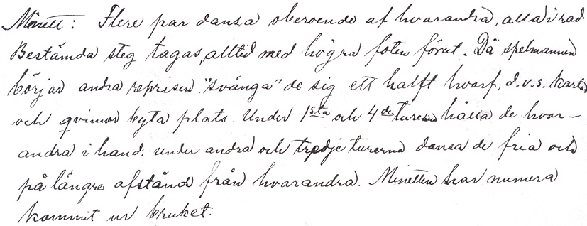 Victor Allardt’s handwritten record of polska-minett in eastern Nyland. 1887