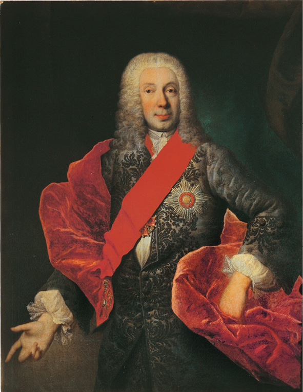 Oil painting by Georg Cristoph Grooth. Portrait of Friedrich Wilhelm von Bergholtz (1742).