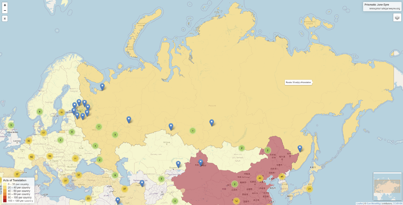 The World Map centered on Russia