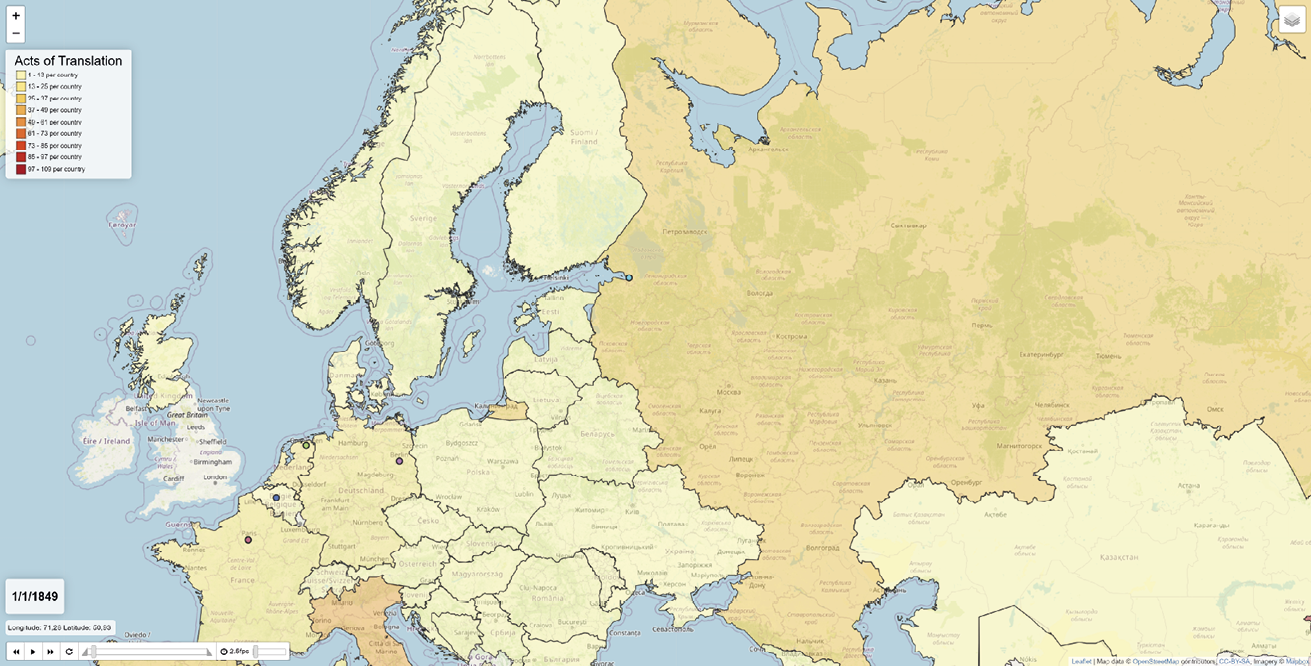 The Time Map centered on Russia