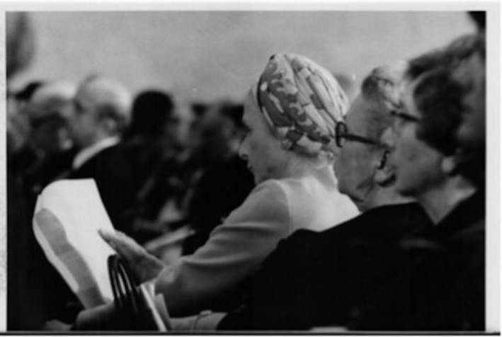 M. Olsuf’eva sitting in the stalls during the Nobel Prize ceremony, December 1975. Courtesy of E. Bonnėr heirs. © NTS