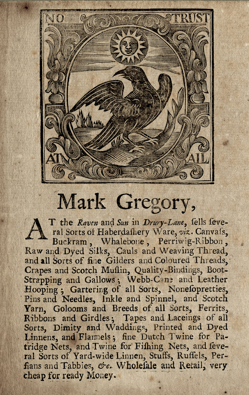 Trade card of Mark Gregory