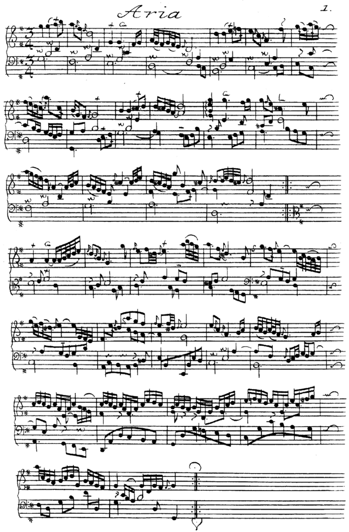 Music manuscript showing Bach’s original handwriting
