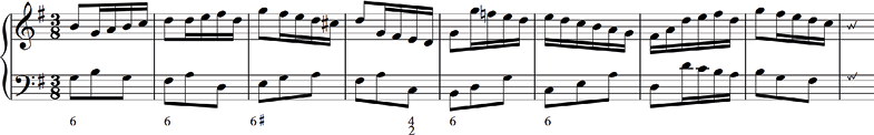 Music notation showing a passage from Goldberg variation 4