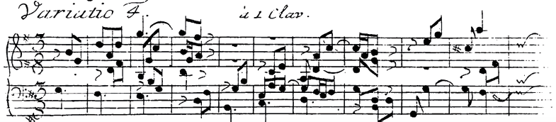 Music manuscript showing Bach’s original handwriting