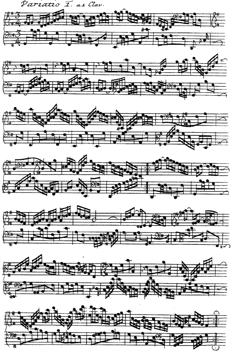 Music manuscript showing Bach’s original handwriting