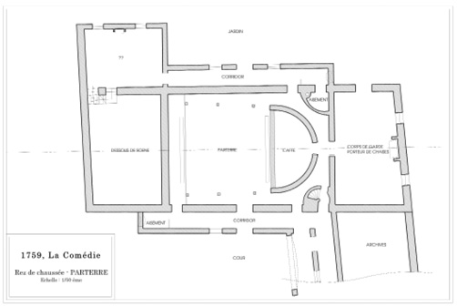 Plan du parterre de la Comédie. Jean-François Panthéon, Cabinet d’Architecture Panthéon, 2011.
