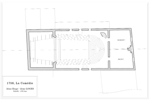 Plan des secondes loges de la Comédie. Jean-François Panthéon, Cabinet d’Architecture Panthéon, 2011.