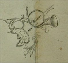 Détails du plafond de la Comédie de Clermont, Berinzago, 1759. Arch. dép. Puy-de-Dôme, 3 E 113 115.