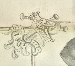 Détails du plafond de la Comédie de Clermont, Berinzago, 1759. Arch. dép. Puy-de-Dôme, 3 E 113 115.