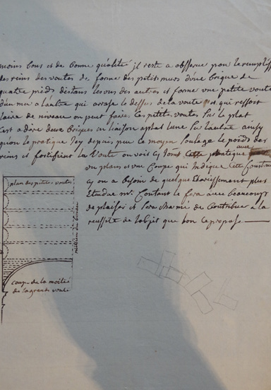 Détail, coupe de la moitié de la grande voute in lettre, n.d. (1758). Arch. dép. Puy-de-Dôme, 3 E 113 115.