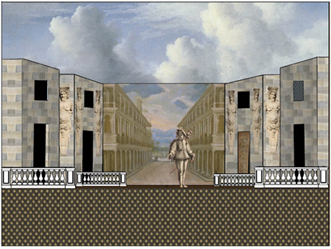 Hypothèse de reconstitution de la plantation du déc;Vue frontale du décor de la figure 8.