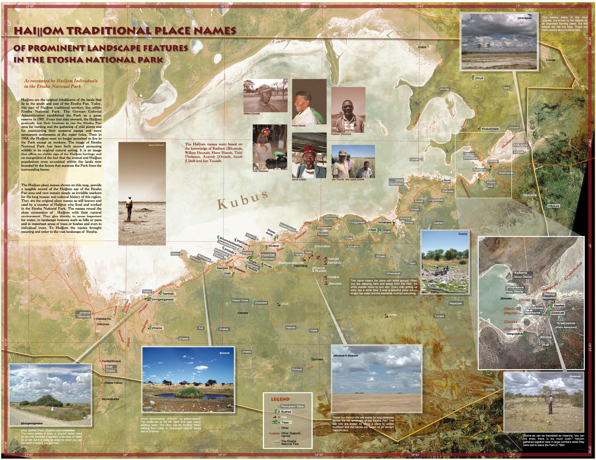 Haiǁom traditional place names of prominent landscape features in Etosha National Park.