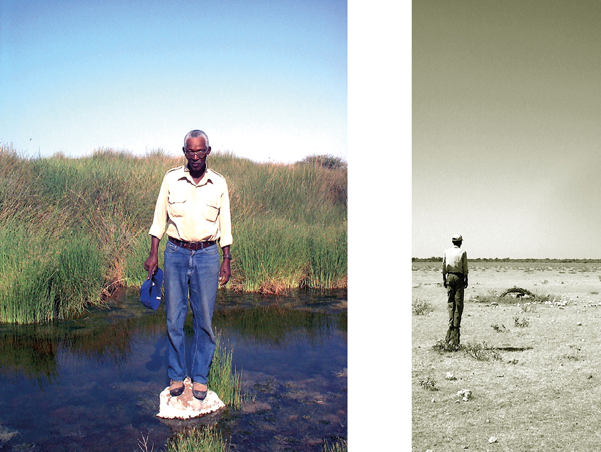 On the left Willem Dauxab stands at !Gunub. On the right Axarob ǁOreseb stands at |Nameros.