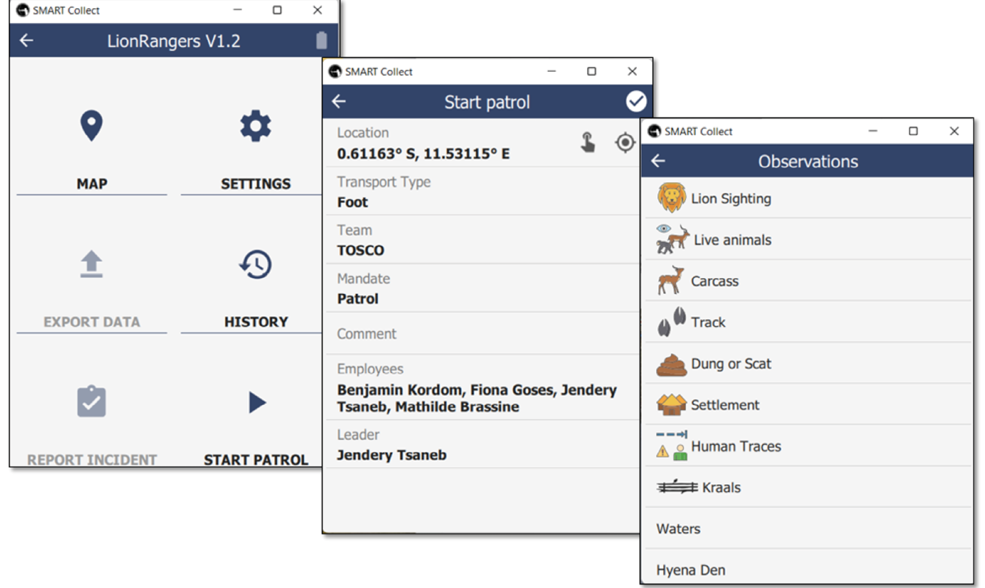 Screenshots of the SMART Mobile app showing the simple and user-friendly display.