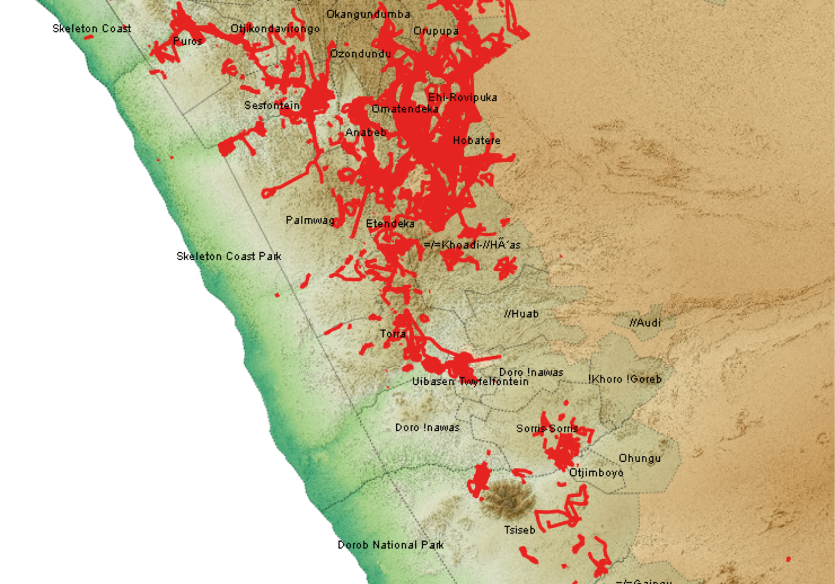 Map produced by SMART representing all foot patrols carried out across the 11 lion-range conservancies between April 2022 and September 2023.
