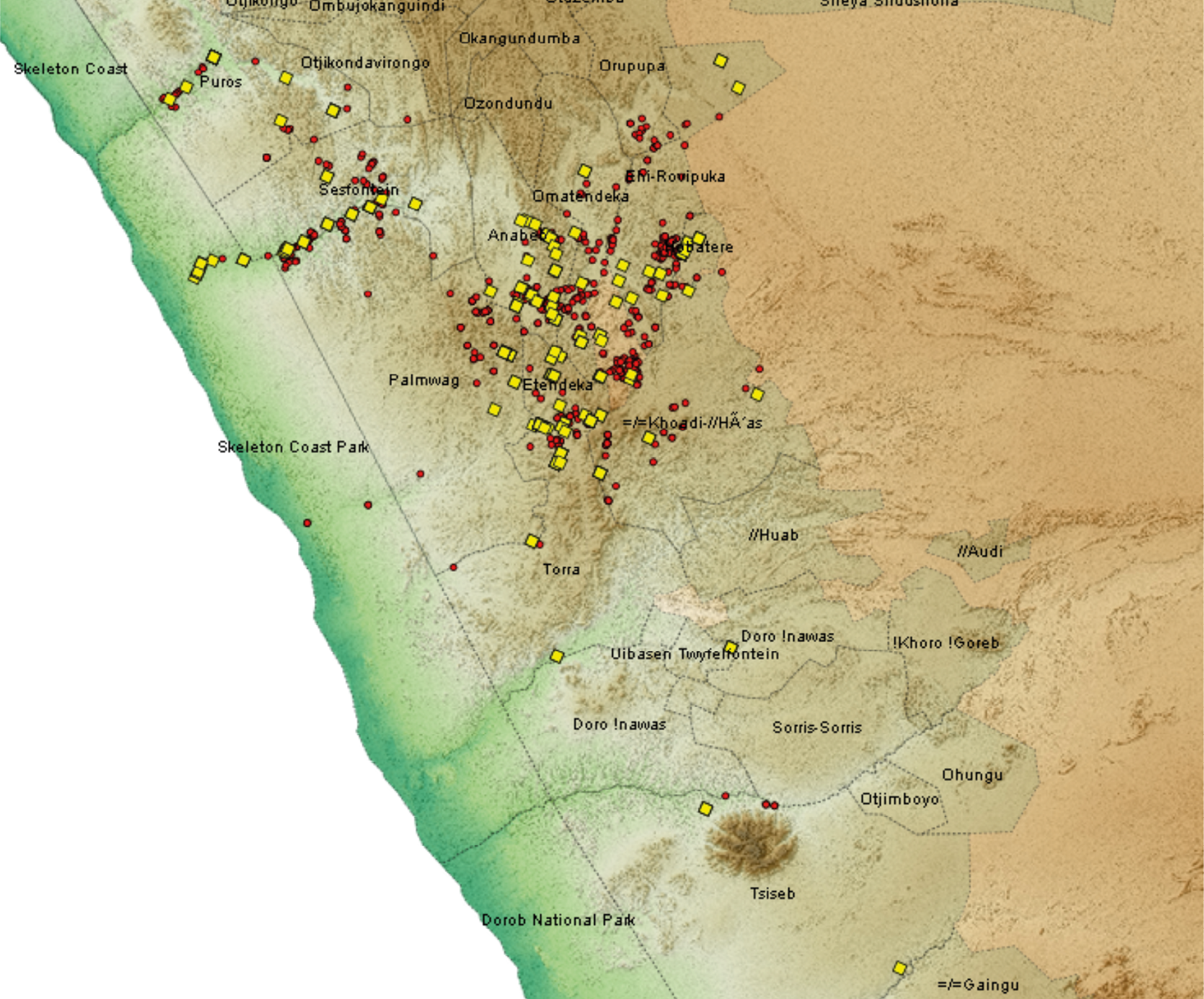 Map produced by SMART representing all lion sightings and lion tracks sightings across the 11 lion-range conservancies between April 2022 and September 2023.