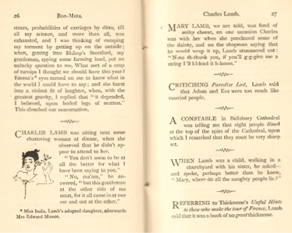 The same grotesque in context as wry illustration to Charles Lamb’s anecdote of loud words entering his head from one ear and leaving it from the other.