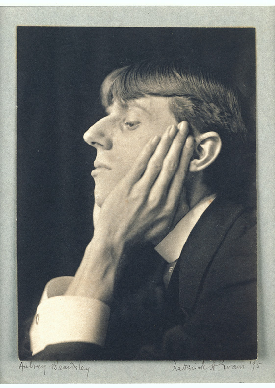 Frederick H. Evans photographs an elegantly dressed and impeccably manicured Aubrey Beardsley in the very attitude of Meryon’s Le Stryge.