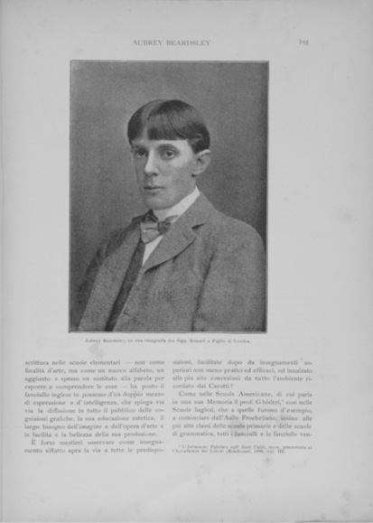 A further page from the same article reproduces a photograph of Beardsley as a young man after the Sketch template (cf. Fig. 4.6).